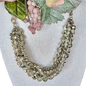 Vera Wang Chunky Statement Bling Silver Crystal Multi Strand Vera Wang Necklace